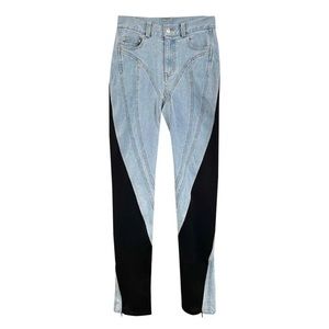 High Waist  Patchwork Denim Pencil Pants